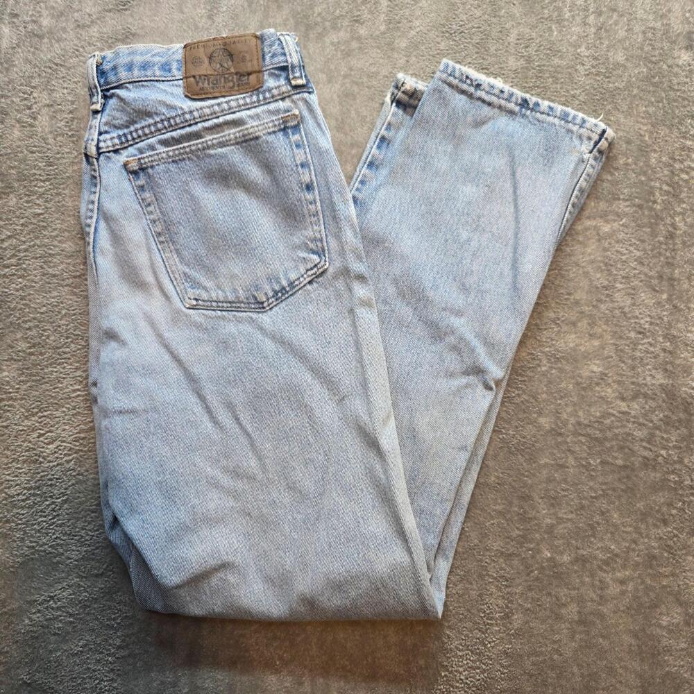 Wrangler Jeans Mens 34x31 Blue Light Wash Regular Straight Leg Casual Denim